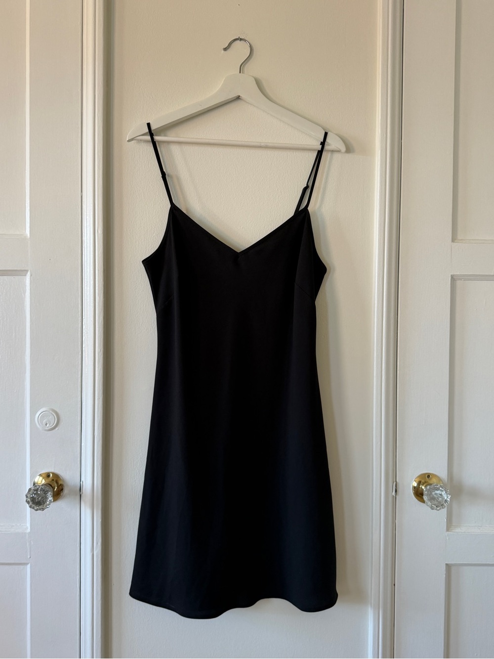 REBECCA VALLANCE Classic Black Slip Dress with Spaghetti Straps - 8 US